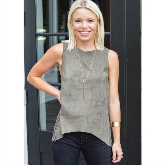 BISHOP + YOUNG Paulina Faux Suede Olive Tank Top - Picture 4 of 8